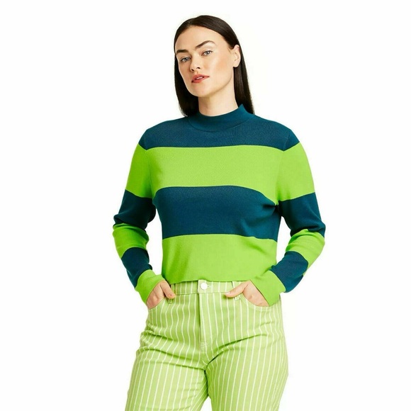 Victor Glemaud Sweaters - Victor Glemaud Vibrant Green and Blue Knit Top